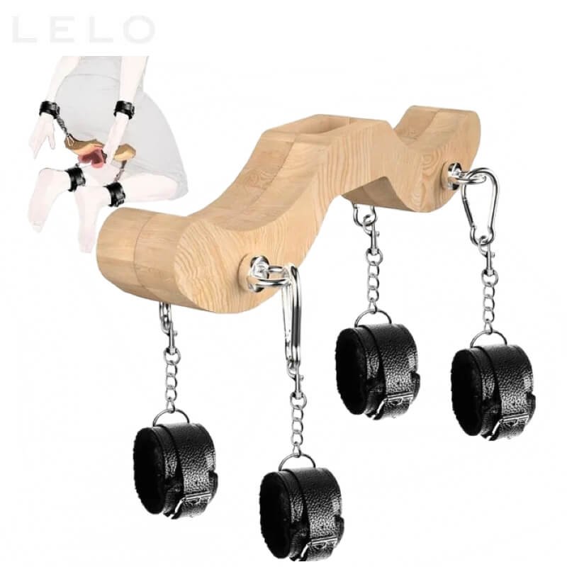 Adjustable Wooden BDSM Restraint with Handcuffs (1)