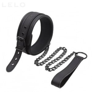 Leather BDSM Collar Harness with Chain Leash (1)